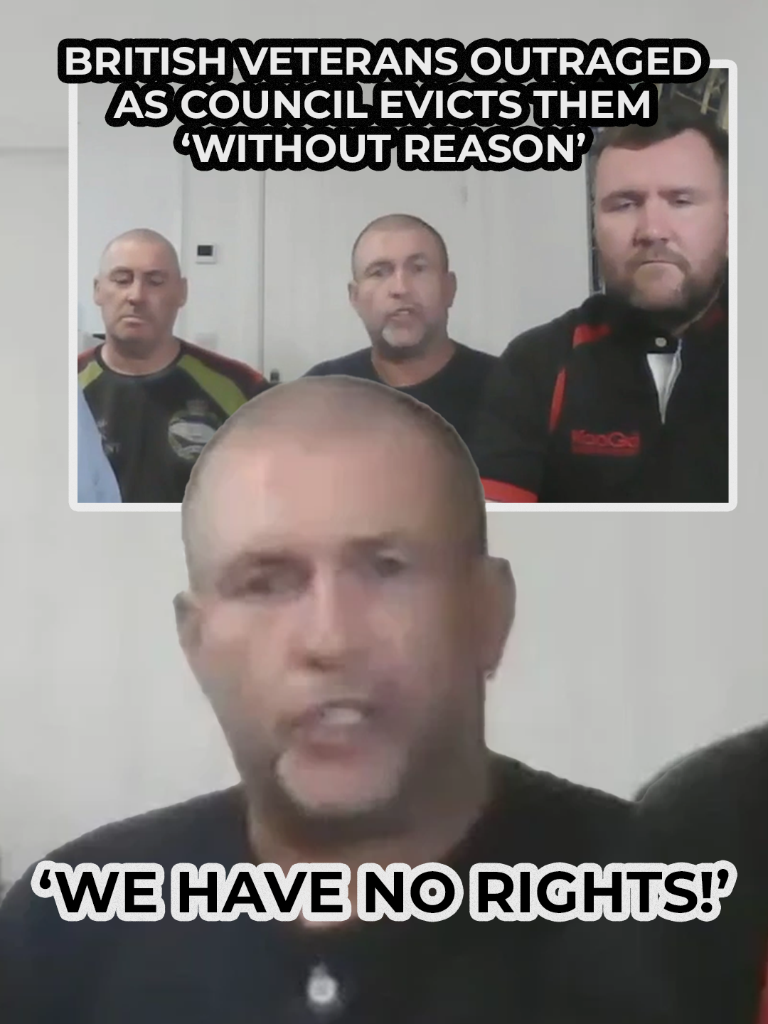 A post by @gbnews on TikTok caption: Veterans have launched a blistering attack on 'abysmal' Britain after being 'evicted without reason' in Bolton. More than 10 veterans were served eviction papers by Bolton Council, telling them to leave their accommodation within two months. Speaking to GB News, veterans Andy, Scott and Gary expressed their outrage at their eviction. Scott said: 'We are veterans. We've not come over here in a boat, we've served our country and we're getting nothing.' #Veterans #Bolton #Homeless #MigrantCrisis #GBNews