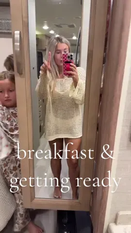 A post by @madisonruffmay on TikTok caption: Let’s get dressed & head to the beach!! ☀️ Bacon, bacon, & more bacon 🤪 #vacation #breakfast #beach #camping #momlife 