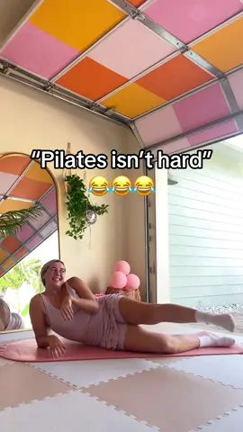A post by @calliegualy on TikTok caption: if it’s easy you’re probably doing it wrong 😅 join my 21-day pilates challenge today for guided workouts! lN Bl0 #pilates #pilatesworkout #pilatesinstructor #fitness #workouttips 