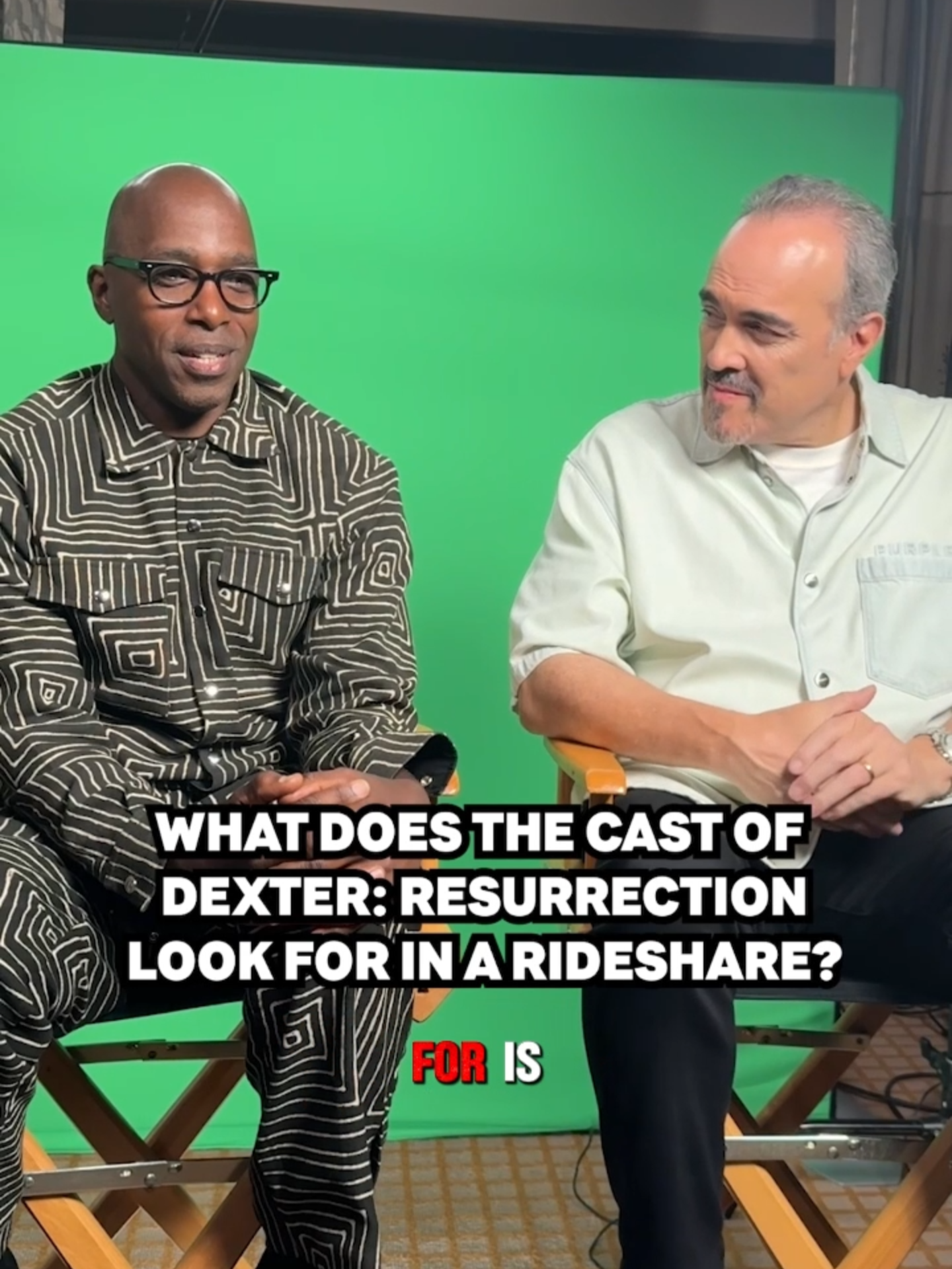 A post by @dexteronshowtime on TikTok caption: The #DexterResurrection cast weighs in on what they look for in a a rideshare experience 🚖⭐️ #Dexter #drama #tvshow #driver #Uber