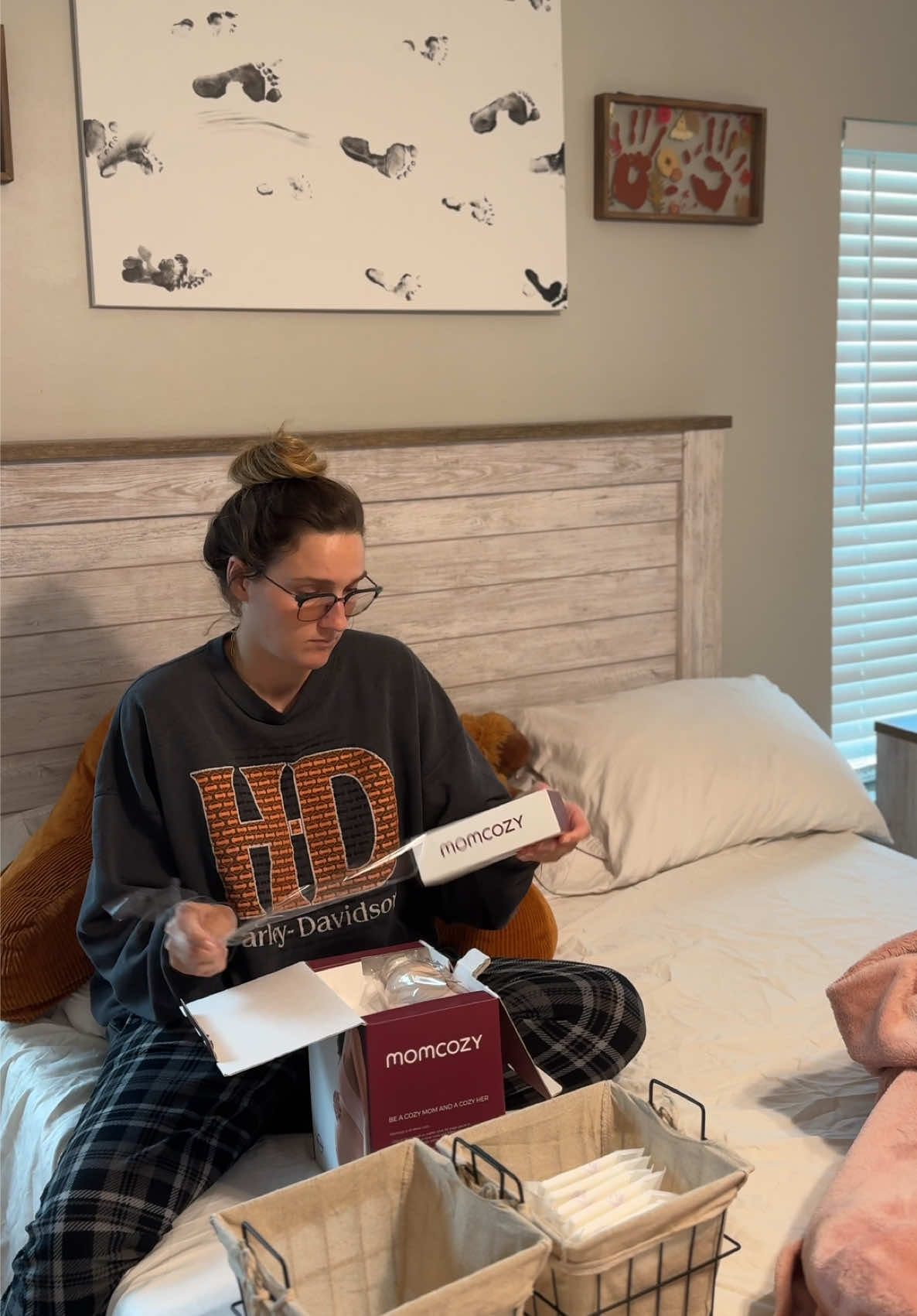 A post by @chasereiterc on TikTok caption: I know I look a hot mess, that’ll change next week 🤗 but thanks @Momcozy Official - I’m prepped and ready for babygirl when she decides to come. #momcozy #postpartumprep #MomsofTikTok #pregnancyjourney 
