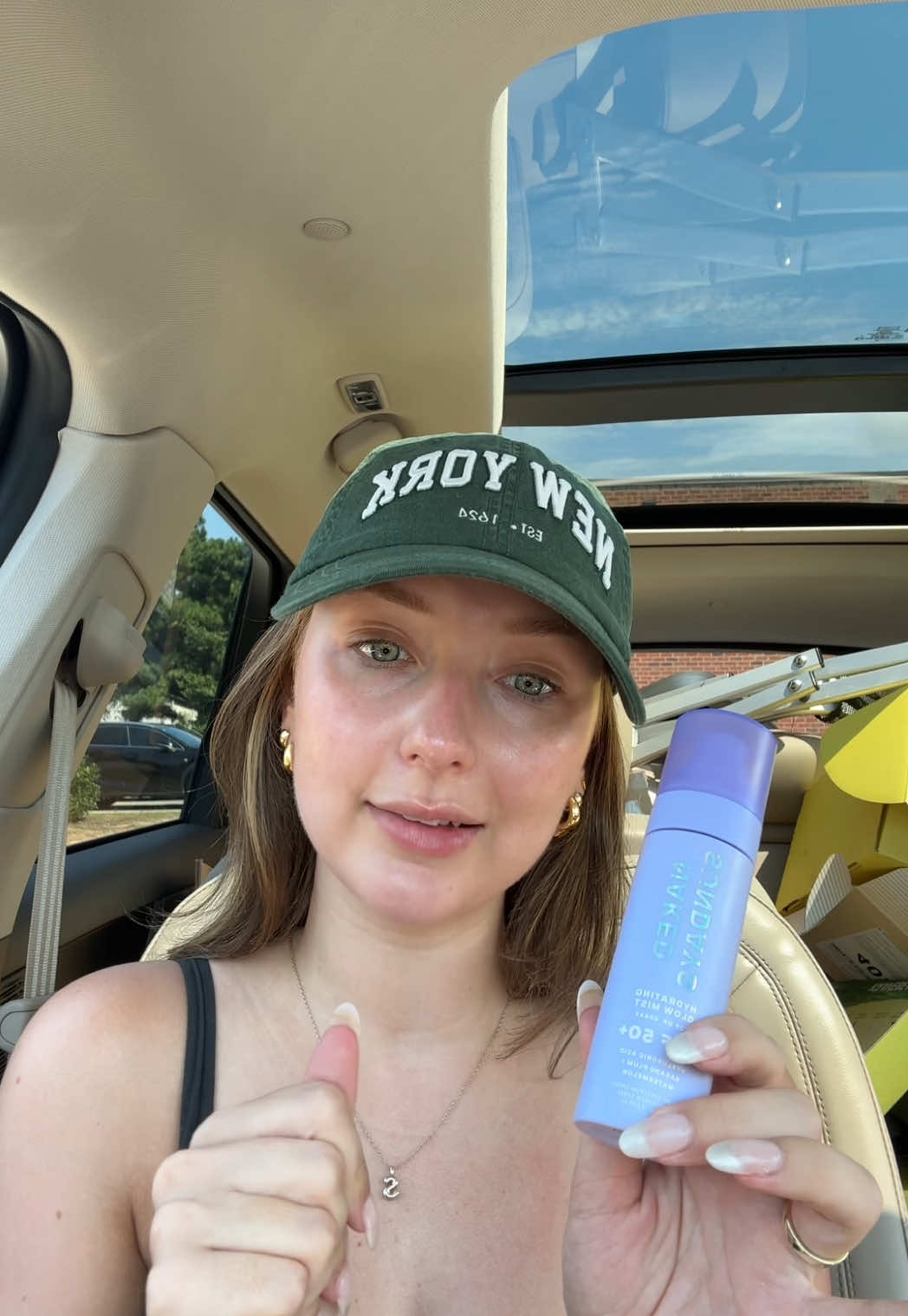 A post by @shelbyannbell on TikTok caption: I thought about gate keeping but I could not keep this @Naked Sundays product from my besties!! I’m absolutely obsessed with the glow from this spf mist! #sunscreen #spf #glowyskin #nakedsundays #nakedsundayspartner