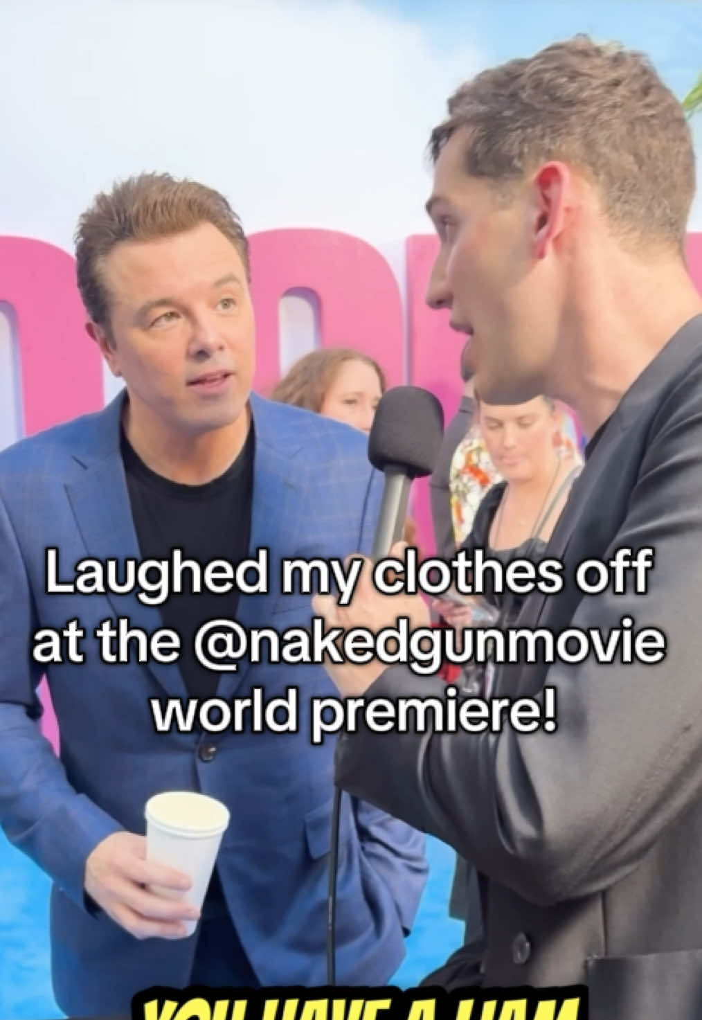 A post by @themattfriend on TikTok caption: Laughed my clothes off at the @Naked Gun Movie world premiere! #NakedGun in theatres this Friday! #paramountpartner @paramountpics #funny #impressions #voice