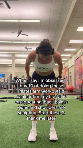 A post by @maggiefromladder on TikTok caption: these strength x pilates workouts >>> try free in bio #upperbodyworkouts #upperbodystrength #armworkouts #tonedarms #workoutsforwomen 