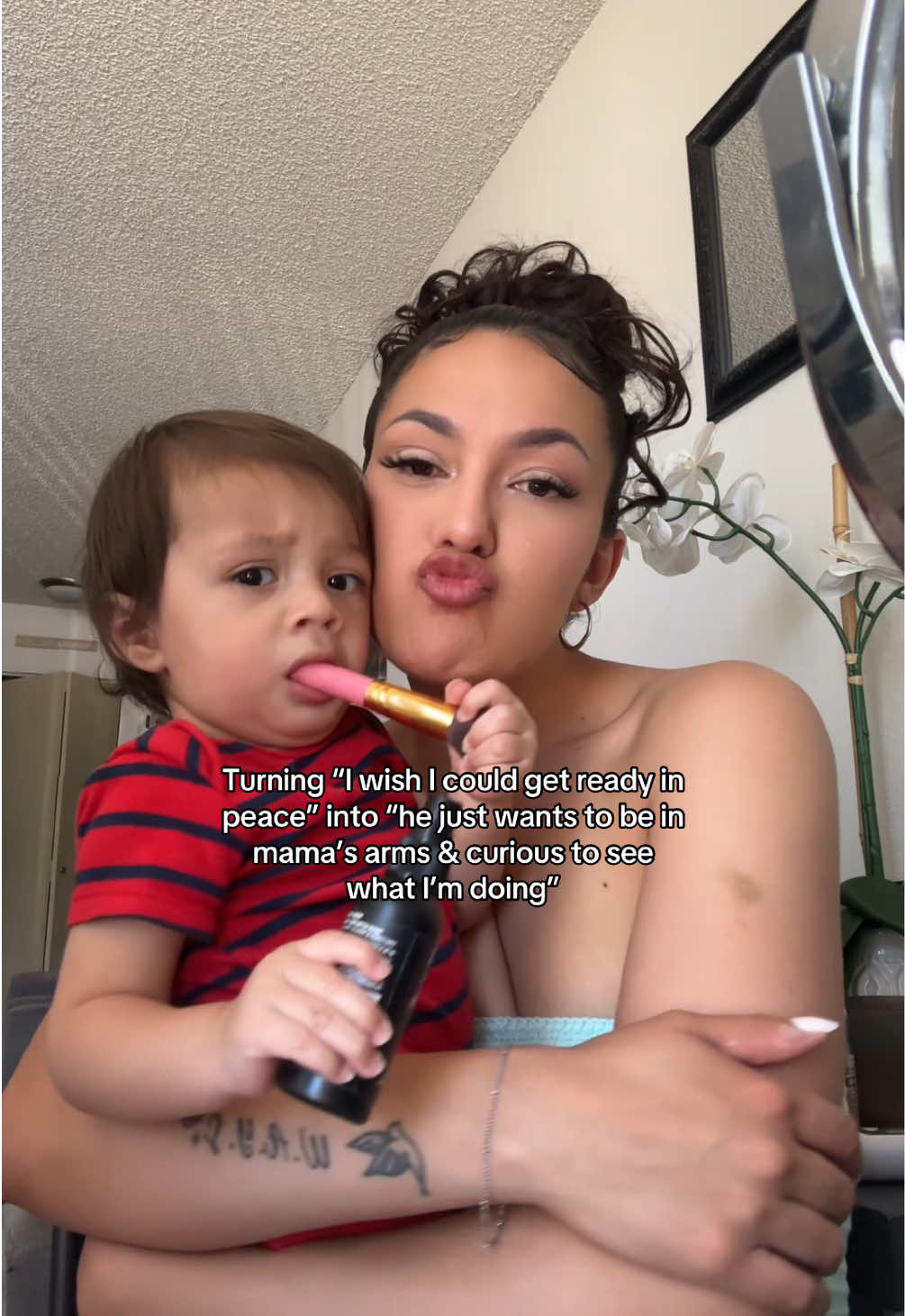 A post by @ on TikTok caption: Remember they’re only little for SO long 🥹 he loves being in mama’s arms🥰