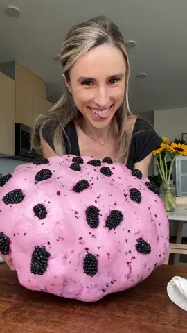 A post by @jeshastevens on TikTok caption: Blackberry sourdough AND homemade whipped brown honeycomb butter 🌸🖤 #bread #sourdough #baking #butter #honey 