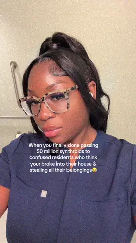 A post by @thebadmf_ on TikTok caption: Currently waiting on the police to come pick me up bc I shouldn’t be here lol 😂 #fy #fypシ #nurse #nursesoftiktok #nurselife #nurselife #nursehumor #dementia #dementiaawareness #dementiacaregiver #cnasoftiktok #lpn 