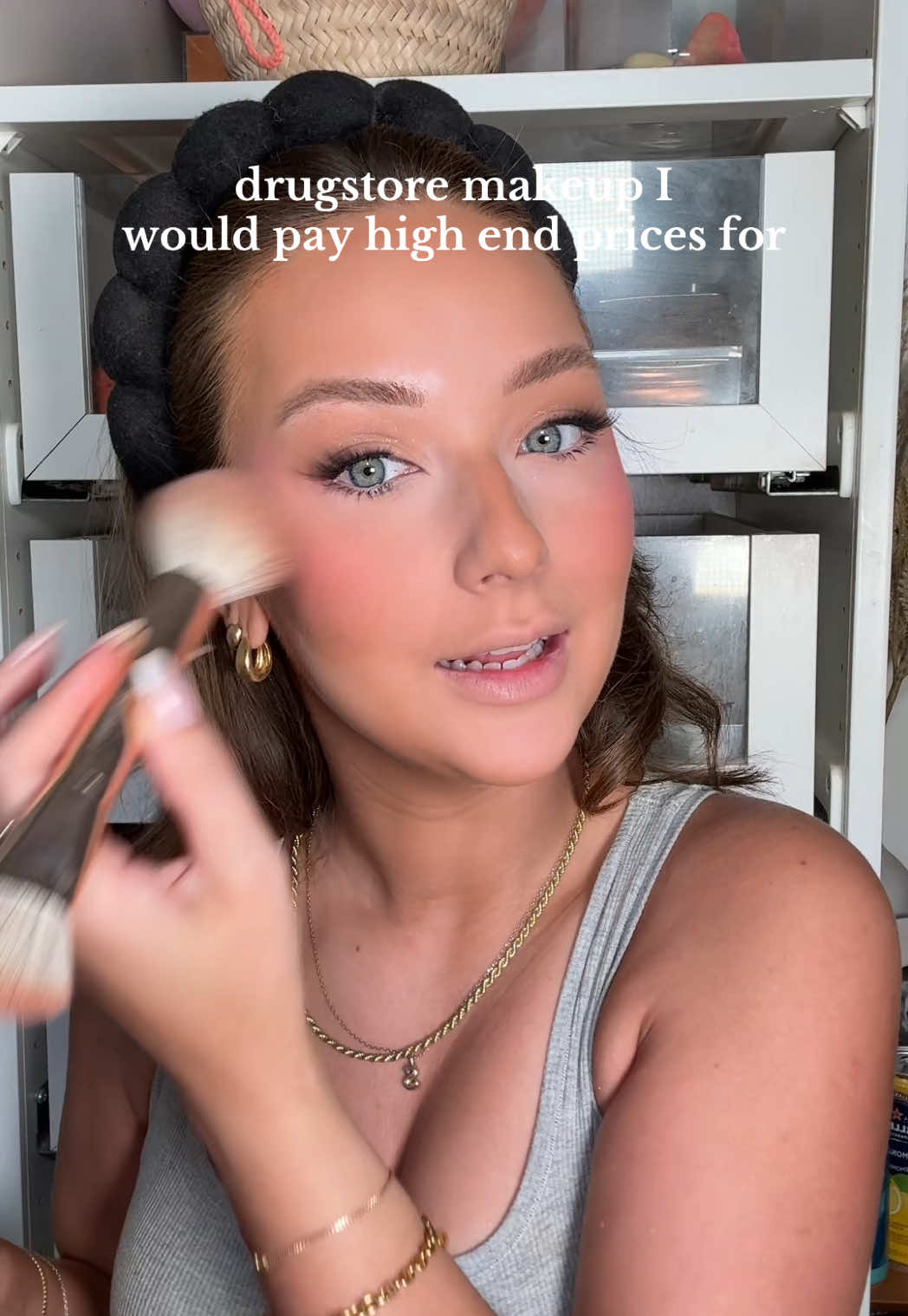 A post by @shelbyannbell on TikTok caption: just don’t tell the brands 🤭🤭 #drugstoremakeup #affordablemakeup #drugstore #Makeup #makeuptutorial #beauty (ib @Sky) 