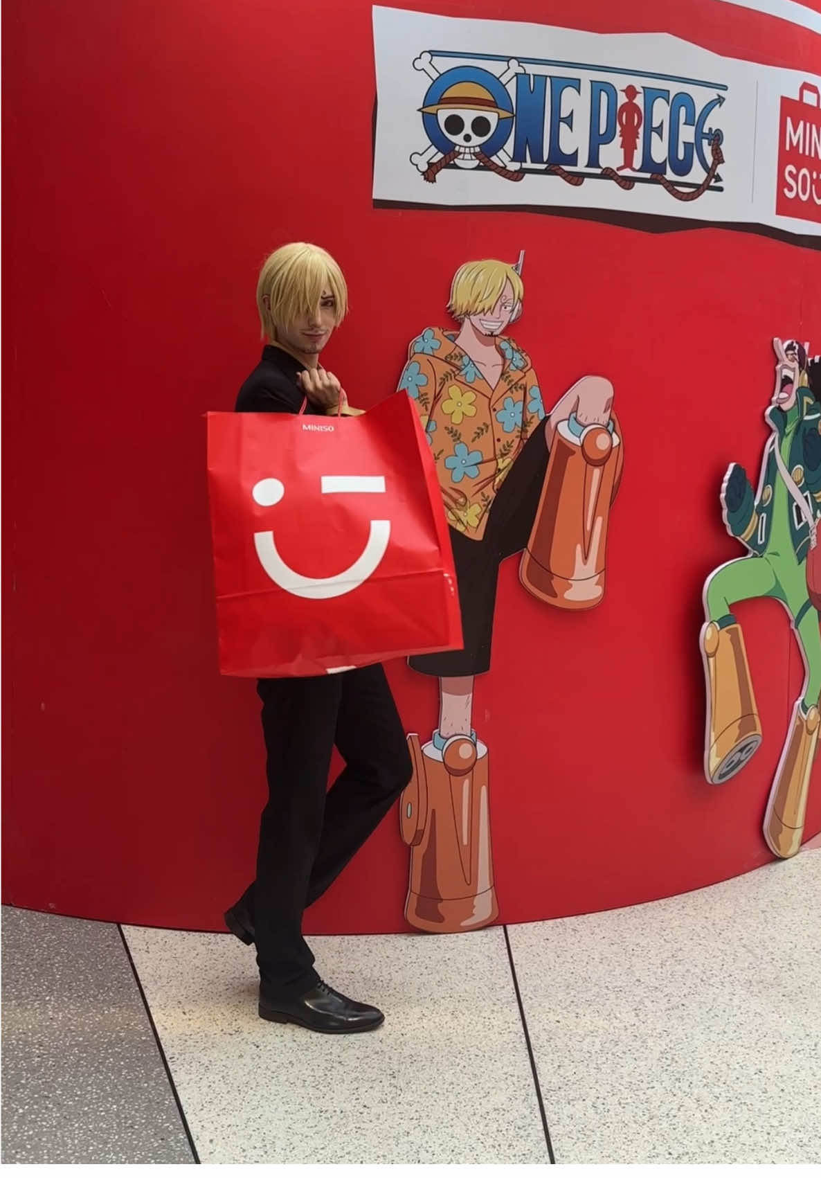 A post by @allthepotsnpans on TikTok caption: watch me obsess over blind boxes at the One Piece Miniso popup ! Thank you for having me!  Go check it out! It will be up until August 17th, Tangram Mall in Flushing NY! @MINISO US #onepiece #miniso 