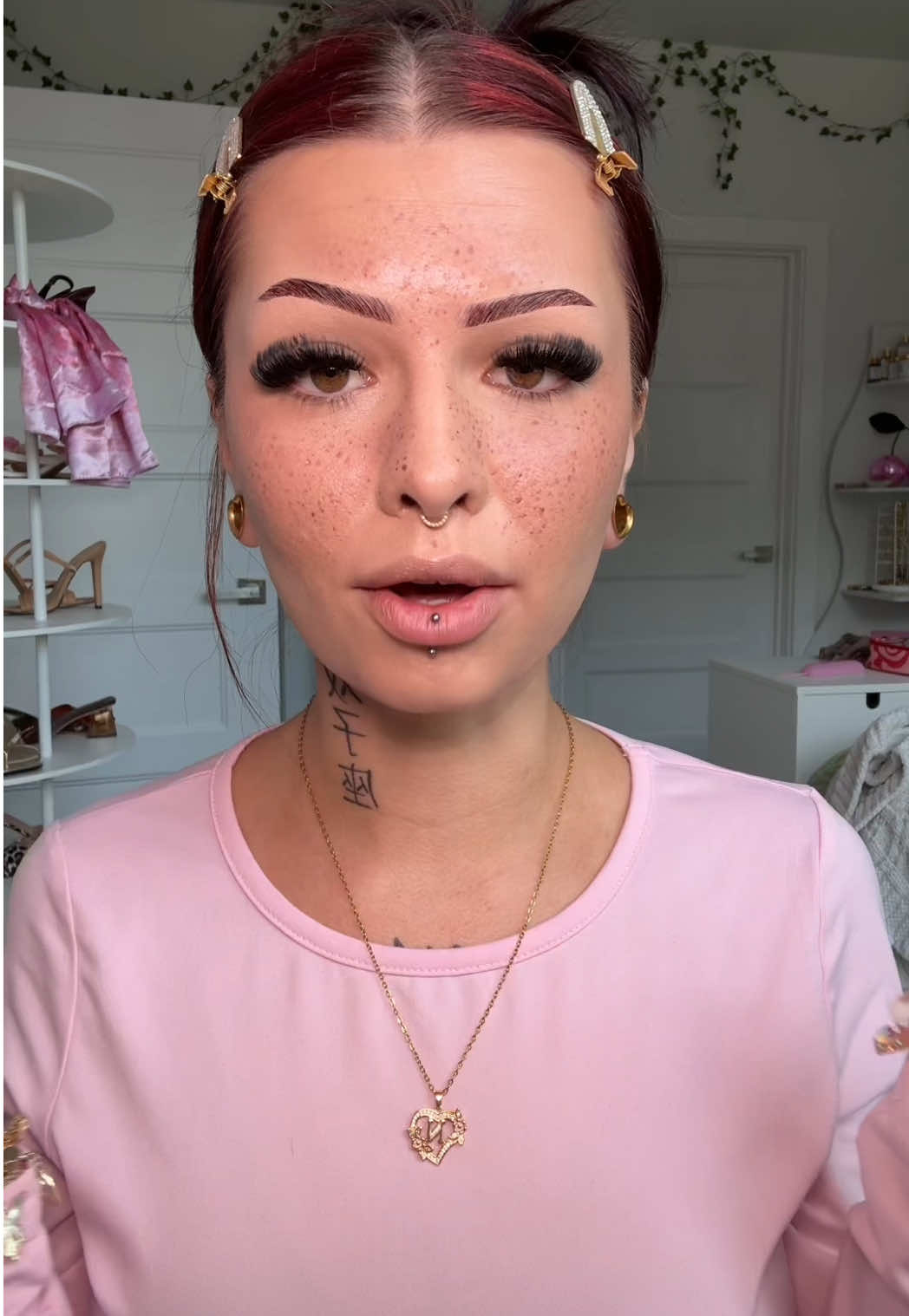 A post by @ on TikTok caption: My makeup is giving flawless🤩🤞🏼 @Estée Lauder @Too Faced @Laura Mercier @Haus Labs by Lady Gaga @NYX Professional Makeup @Glow Recipe #grwm #sahm #skintint #summer #fauxfreckles #stargrl333 