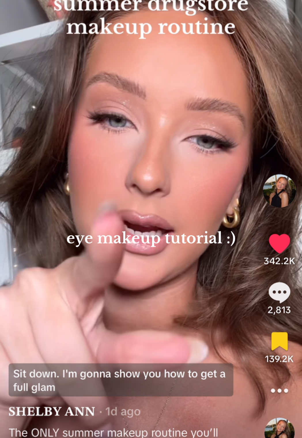 A post by @shelbyannbell on TikTok caption: hundreds of you asked so here you go :)) the eye makeup tutorial!! ily!! #makeuptutorial #makeuplook #eyemakeup #glam 