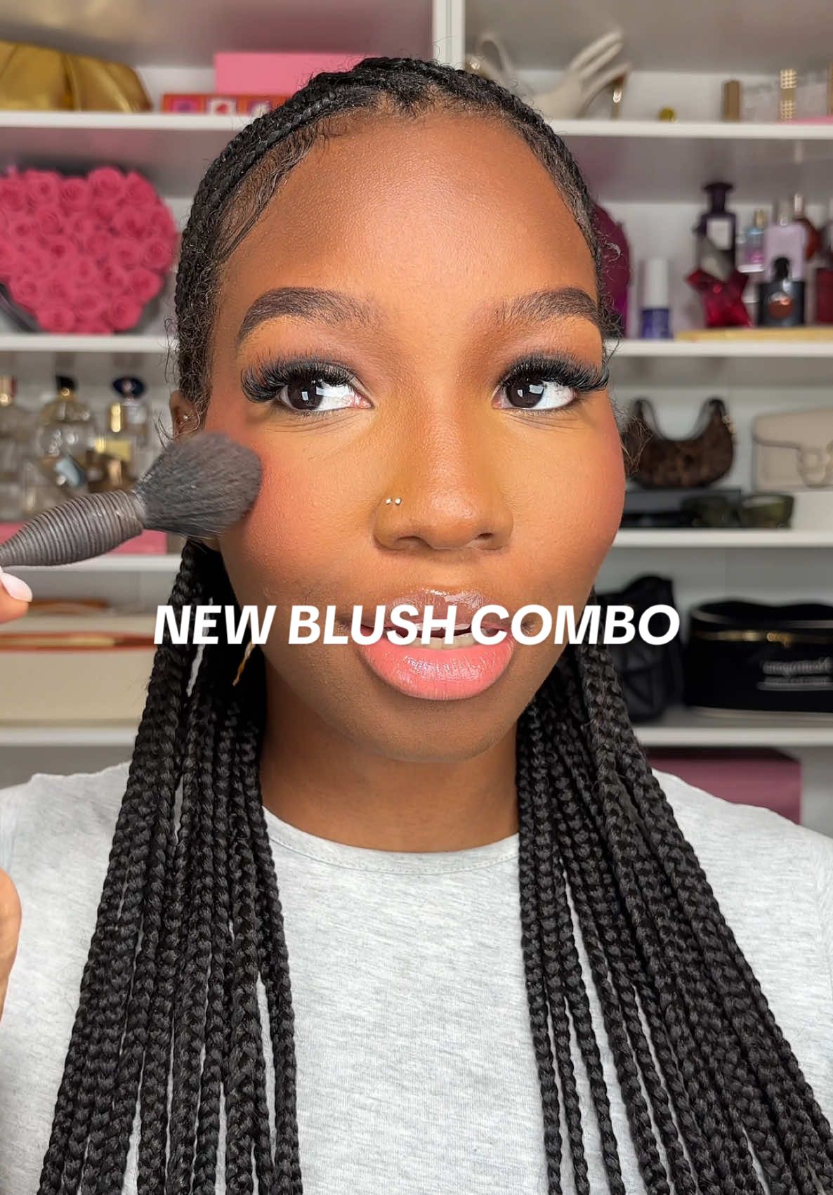 A post by @ on TikTok caption: Toni Bravo x Tower 28 ATE with these and they will be added to the everyday makeup bag immediately🤭 #grwm @Toni Bravo @Tower 28 Beauty #newblush #softglammakeup #summermakeup #blush #creatorsearchinsights 