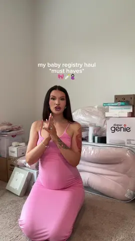 A post by @jade.amberrrrr on TikTok caption: my huge baby registry haul 🎀🍼  a lot of these items were highly recommended so i'm super excited- also lmk what you think if you have some or these items!  @Babylist   making a registry is never easy but Babylist helped so much with the process of keeping it organized and simple! 🫶🏼 #babylist #babyregistry #babyregistrymusthaves #babyregistrytips #pregnancy 