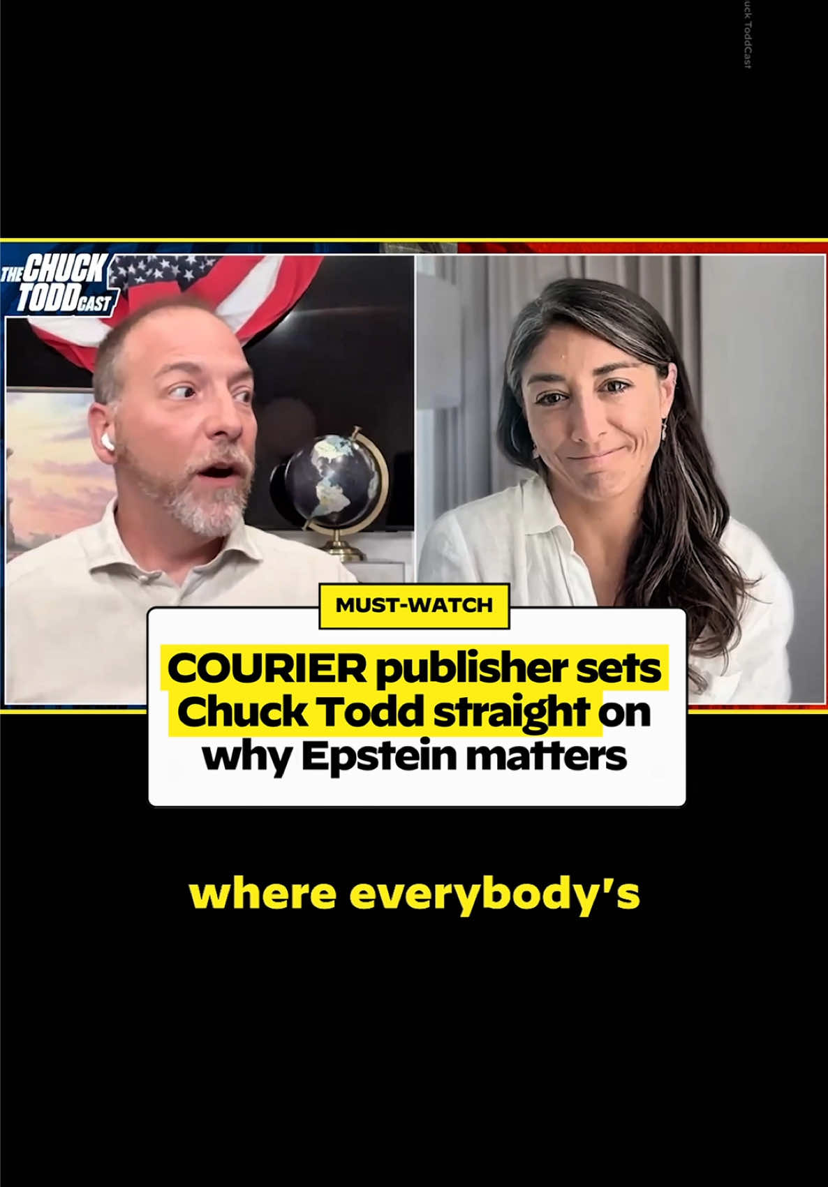 A post by @couriernewsroom on TikTok caption: It’s time for those in the mainstream press to wake up and realize what’s actually going on with Donald Trump and his administrations handling of the E*stein Files. @Tara McGowan 