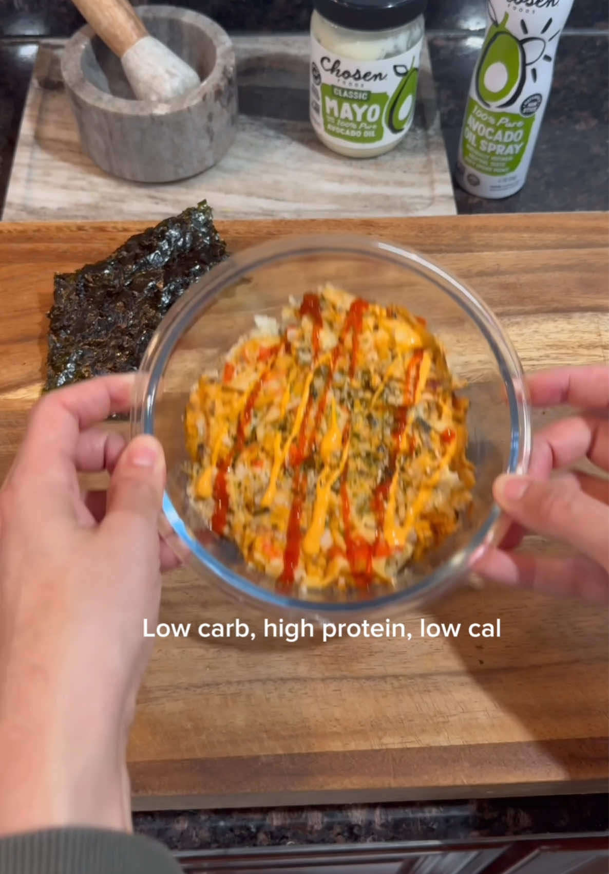 A post by @benjixavier on TikTok caption: 🍣 Diabetic-Friendly Sushi Bake! Satisfy your sushi cravings without guilt! This high-protein, low-carb sushi-inspired meal prep is packed with flavor and simple to make. Perfect for four days of delicious, nutritious meals. 👩‍🍳 Ingredients: 🥩 1 lb salmon 🦀 1 package imitation crab meat 🥑 1/2 cup avocado mayo (or any light mayo) 🧀 3 tbsp low-fat cream cheese 🔥 Drizzle of sriracha 🍚 4 cups cauliflower rice 🌿 1 tsp sesame oil 🍶 2 tbsp rice vinegar ✨ Sprinkling of furikake Instructions: 1️⃣ Preheat oven to 350°F. 2️⃣ Season & cook salmon (I air-fried at 400°F for 20 min with garlic powder, onion powder, paprika, salt & pepper). 3️⃣ Shred crab meat. 4️⃣ Mix cooked salmon, crab meat, mayo & sriracha. 5️⃣ Heat cauliflower rice per package instructions. 6️⃣ Spray a 9x13 dish with avocado oil spray, add cauliflower rice, mix in sesame oil & rice vinegar, sprinkle with furikake, and top with salmon mixture. 7️⃣ Bake at 350°F for 15 min. 8️⃣ Divide into 4 portions & enjoy! 🔥 Macros per serving (4 servings): Calories: 395 Protein: 43g Carbs: 9g Fat: 21g 👉 Disclaimer: This recipe is diabetic-friendly based on its nutrient profile, but it is not medical advice. Always consult with a healthcare provider or dietitian for guidance specific to your needs.