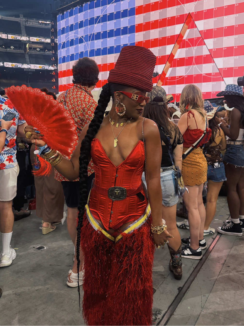 A post by @letetecia on TikTok caption: Seeing the queen on my birthday just felt right. 🧲 #cowboycarter #lasvegasnight1 #allegiantstadium #cowboycartertour #cowboycarteroutfit #lasvegas 
