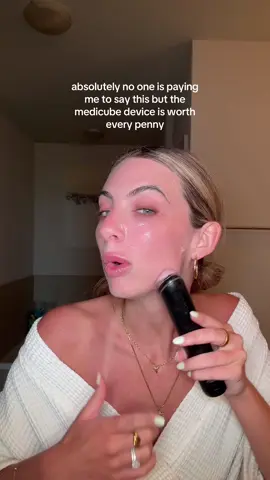 A post by @rachelmadisoncarlisle on TikTok caption: honest opinion after using for a year is it WORKS and IS WORTH IT #review #skincarereview #haileybieber #medicube 