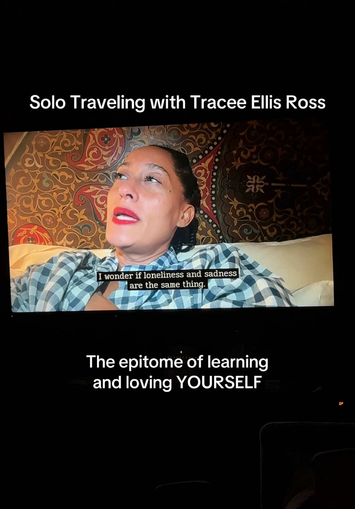 A post by @casharroyo on TikTok caption: This was so beautiful, I def cried & she inspired me to enjoy life more because it’s all about learning yourself, life, and being JOYFUL! I’m all about that!! #solotravelingwithTraceeEllisRoss #traceeellisross #solotraveling #women #woman 