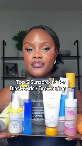 A post by @alejayofficial on TikTok caption: Replying to @diva_queen0707 Let’s talk the top 5 sunscreens for Black girls and brown skin! #sunscreen #blackgirlmakeup #sunscreenreview  These are the ones that blend flawlessly, no white cast, just glow. Which of these sunscreens do you love, or is there another one for brown skin I need to try? Tell me below!  @anua_global @laneige_us @Dr.Jart+ North America @Paula’s Choice @Kiehl's Since 1851 