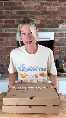 A post by @cripandip on TikTok caption: it’s hungover takeaway time !! MY TEES ARE LIVE ON MY WEBSITE NOW EEEEEEEEEEK I LOVE YOU GUYS SO MUCH thank you for everything and allowing me to do this crazy old thing for a job 🥹🥹❤️❤️❤️❤️ A t-shirt with all my go-tos for a gorgeous hungover takeaway. Designed to comfort you on those hard, hungover days!  I am wearing a S in pictures. They do come fairly oversized!  Designed by my very talented friend Sophie Sinnott ❤️ £1 from each t-shirt sold will go to UNRWA, supporting Palestine Refugee families. 100% GOTS Certified Organic Cotton 220GSM Heavy Weight Made in Britain