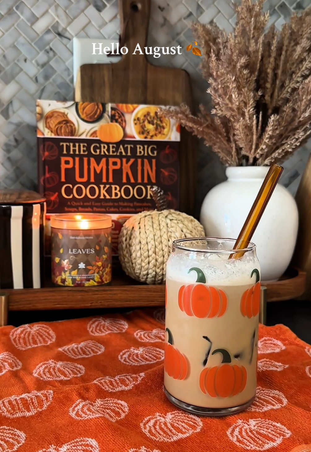 A post by @drea_perez11 on TikTok caption: Hello August 🍁‍🎃🍂🤎 Just a hint of Autumn sneaking in - lit a fall candle and savored my first pumpkin spice latte to kick off the month 🎃  #fall #falldecor #fallvibes #autumn #pumpkinspicelatte #fallinspo @World Market @Bath & Body Works @Nearly June Design Co @Marshalls 
