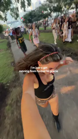 A post by @savannahraebryant on TikTok caption: mass migration @Lollapalooza USA @tucker @GracieAbramsHQ  . #lollapalooza #lollapalooza2025 #lolla #fyp #rolemodel #festival #gracieabrams #stage #justagirl 