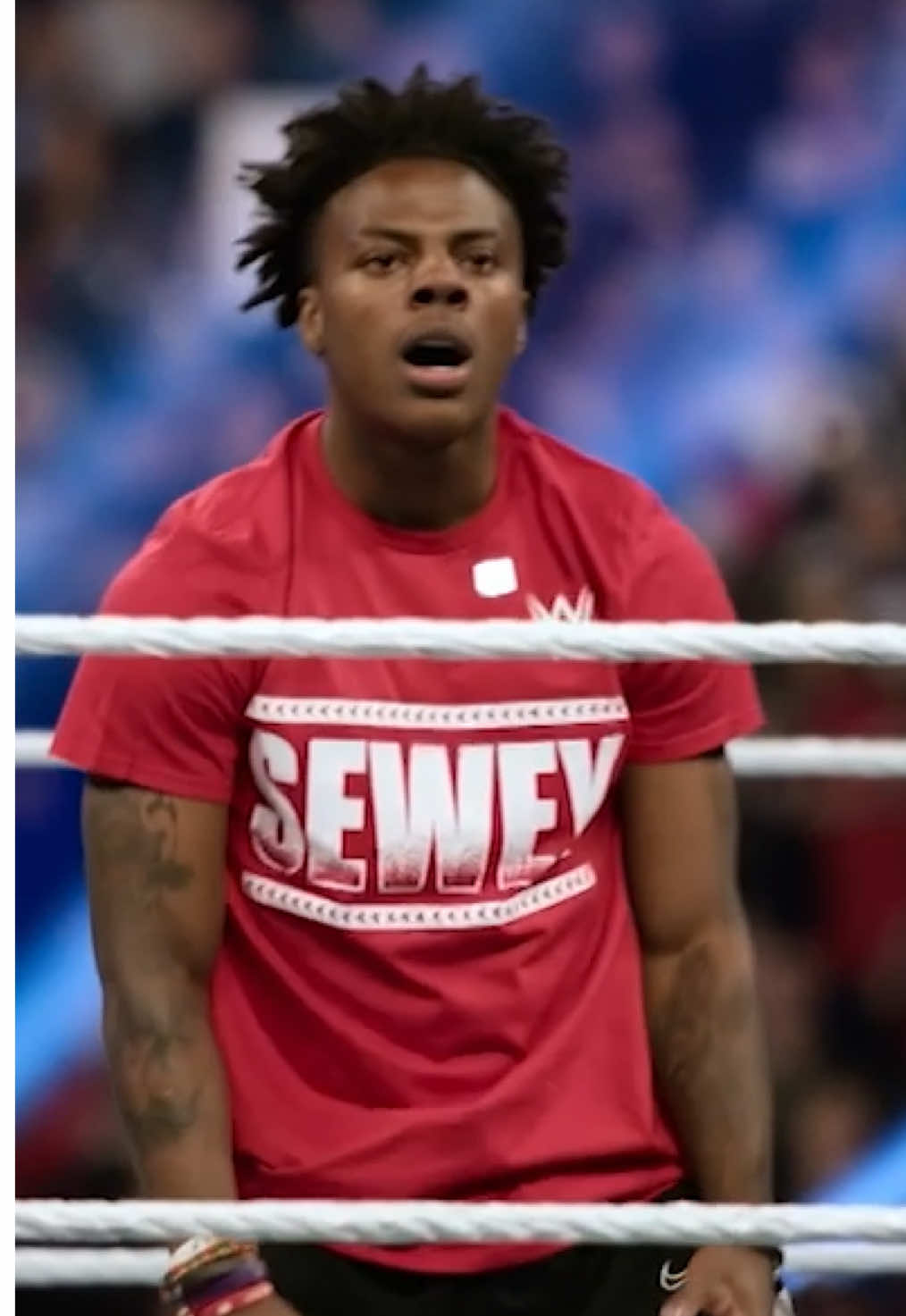 A post by @wwe on TikTok caption: @IShowSpeed got a taste of what it’s like to be a wwe superstar at the 2025 royal rumble 💥👀 #WWEUnreal is streaming NOW on @Netflix!  #WWE #TripleH #IShowSpeed 