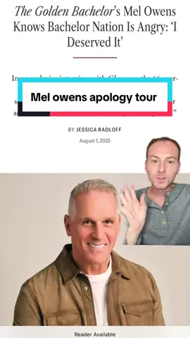 A post by @zacharyreality on TikTok caption: #greenscreen Mel Owens apology tour #goldenbachelor #bachelornation #glamour 
