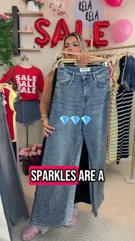 A post by @shoprelarela on TikTok caption: Last chance of dealdrops price‼️💎stunning viral  stretchy sparkle jeans ##TikTokMadeMeBuylt##relarela##relarelagirls#fypuk#sparklejeans #dealdrops