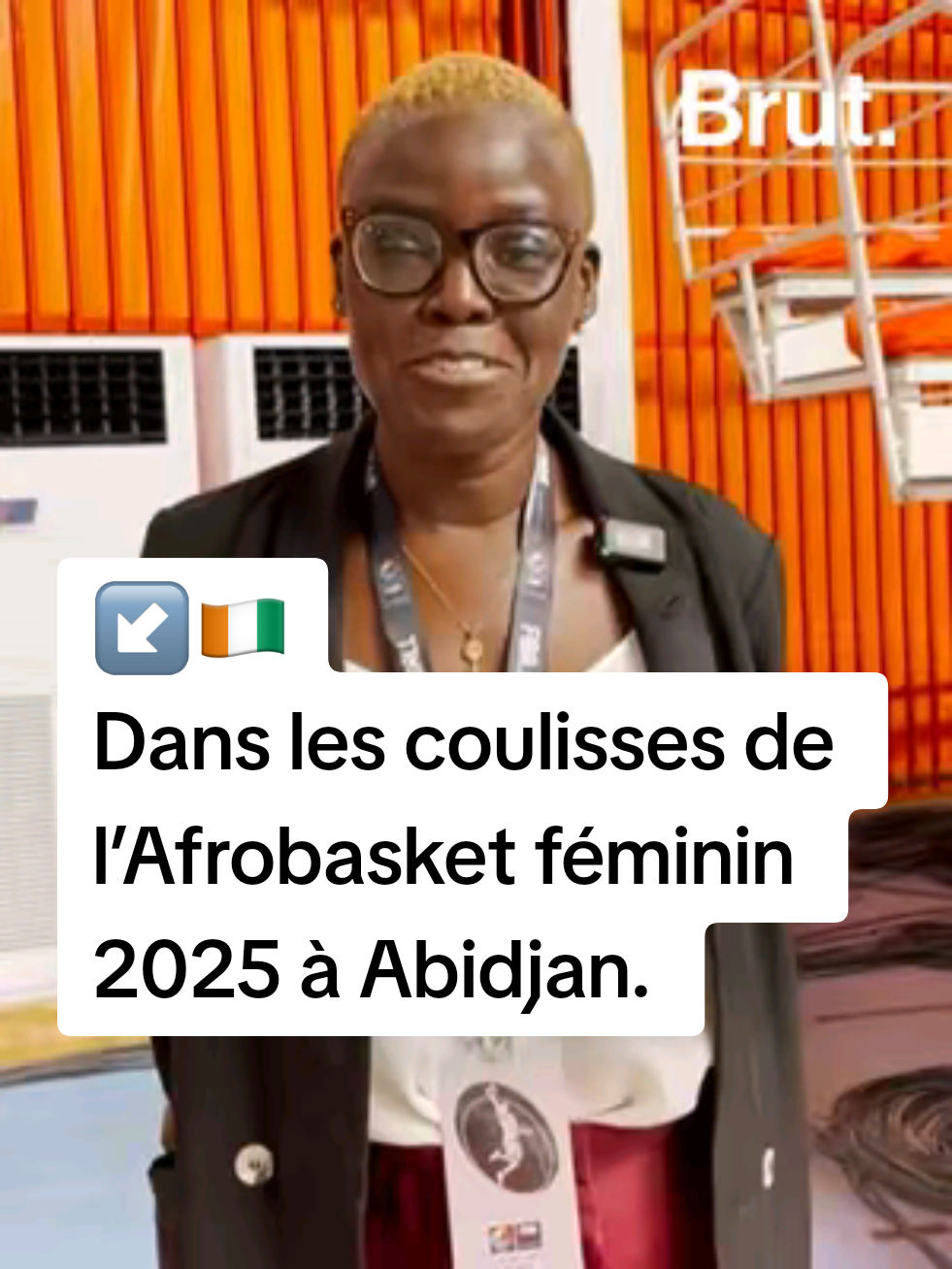 A post by @brutafrique on TikTok caption: 🇨🇮 Depuis le 26 juillet, Abidjan accueille l’Afrobasket féminin 2025, le championnat d’Afrique de basket-ball féminin. Nous avons rencontré Kané Léa Edwige, responsable des compétitions à la FIBA Afrique. Elle nous fait vivre les coulisses de la compétition. #sports #basketball #women#afrique #abidjan