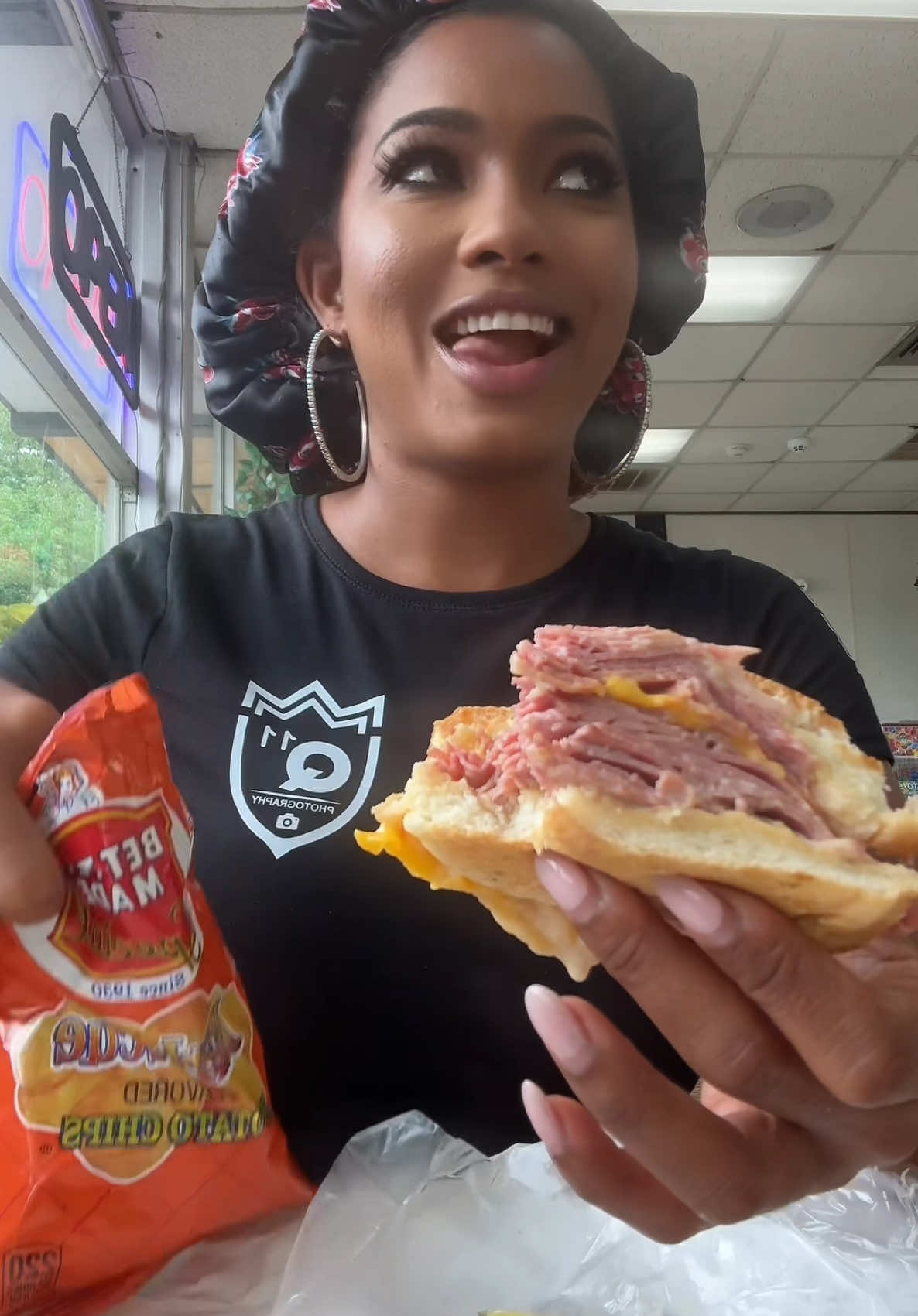 A post by @la_britney on TikTok caption: Lou’s Deli corned beef sandwich. Would you try it?? 😋 #foodcritic 