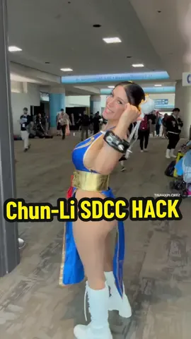 A post by @tinaexplorez on TikTok caption: Found a great hack at San diego comic con to stay cool! #foryou #fantastic4 #viralvideo #galactus #comiccon #cosplay #sdcc #chunlifortnite #fakebody #mannequin #spongebobsquarepants #fortnite 