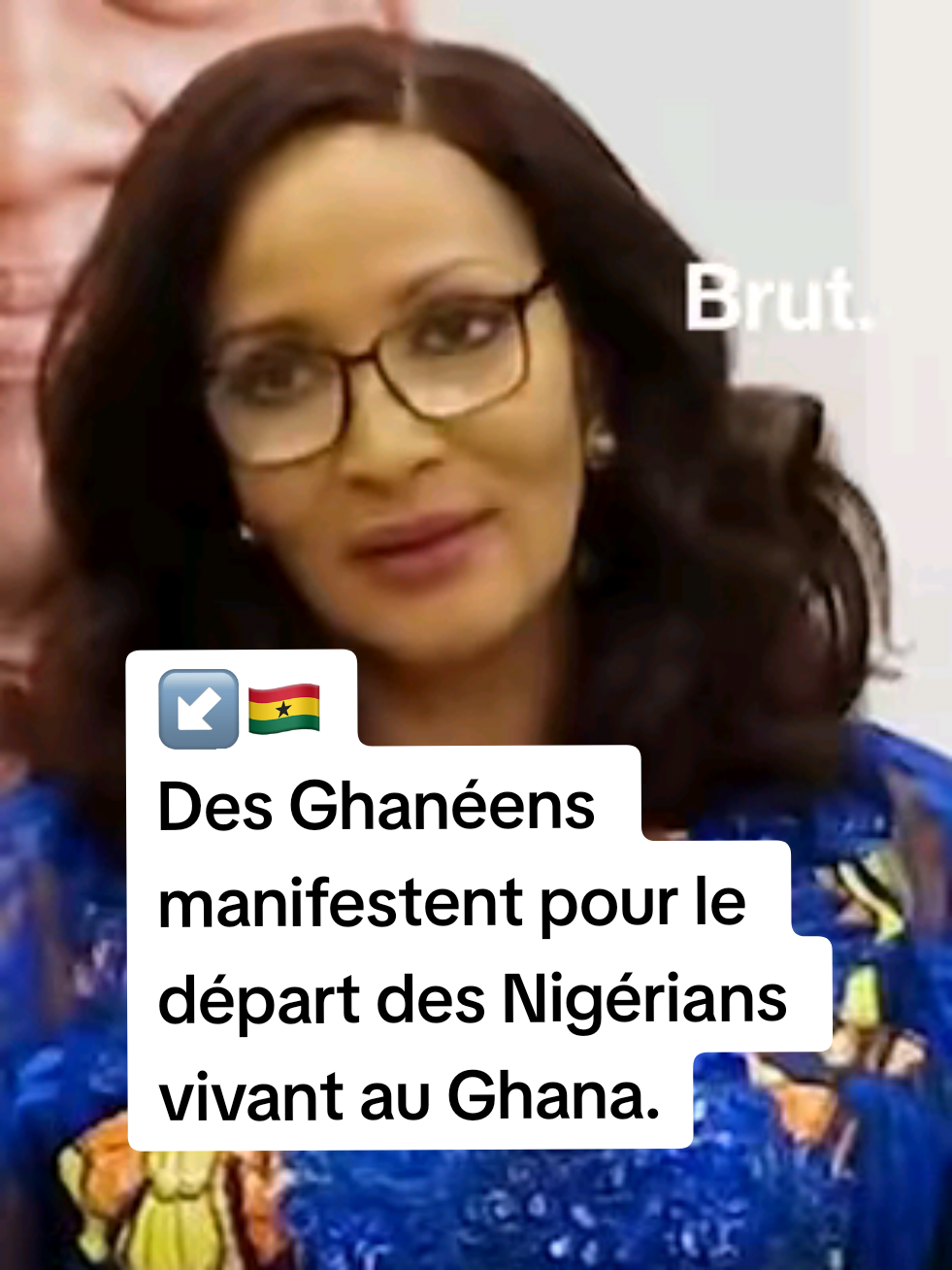 A post by @brutafrique on TikTok caption: 🇬🇭 À Accra, des manifestants sont descendus dans les rues pour réclamer le départ des Nigérians vivant au Ghana, les accusant de criminalité et de concurrence déloyale dans le commerce de détail. On t'explique. #Ghana #naija #afrique #commerce