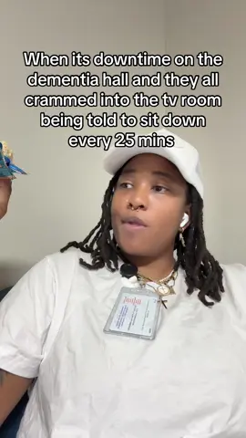 A post by @pacman_free on TikTok caption: Iykyk this be the best time to be on the dementia unit no call lights but redirecting #fyp #cna #nursing #dementia 