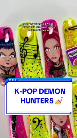 A post by @ballpit_nails on TikTok caption: About to give birth but first… kpdh nails 🤣💅 #nailart #nailtutorial #3Dnails #kpopdemonhunters #fyp 