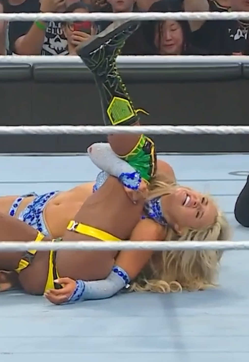 A post by @wwe on TikTok caption: it’s ALWAYS tiffy time ⏰✨ #WWE #SummerSlam #TiffanyStratton #JadeCargill 